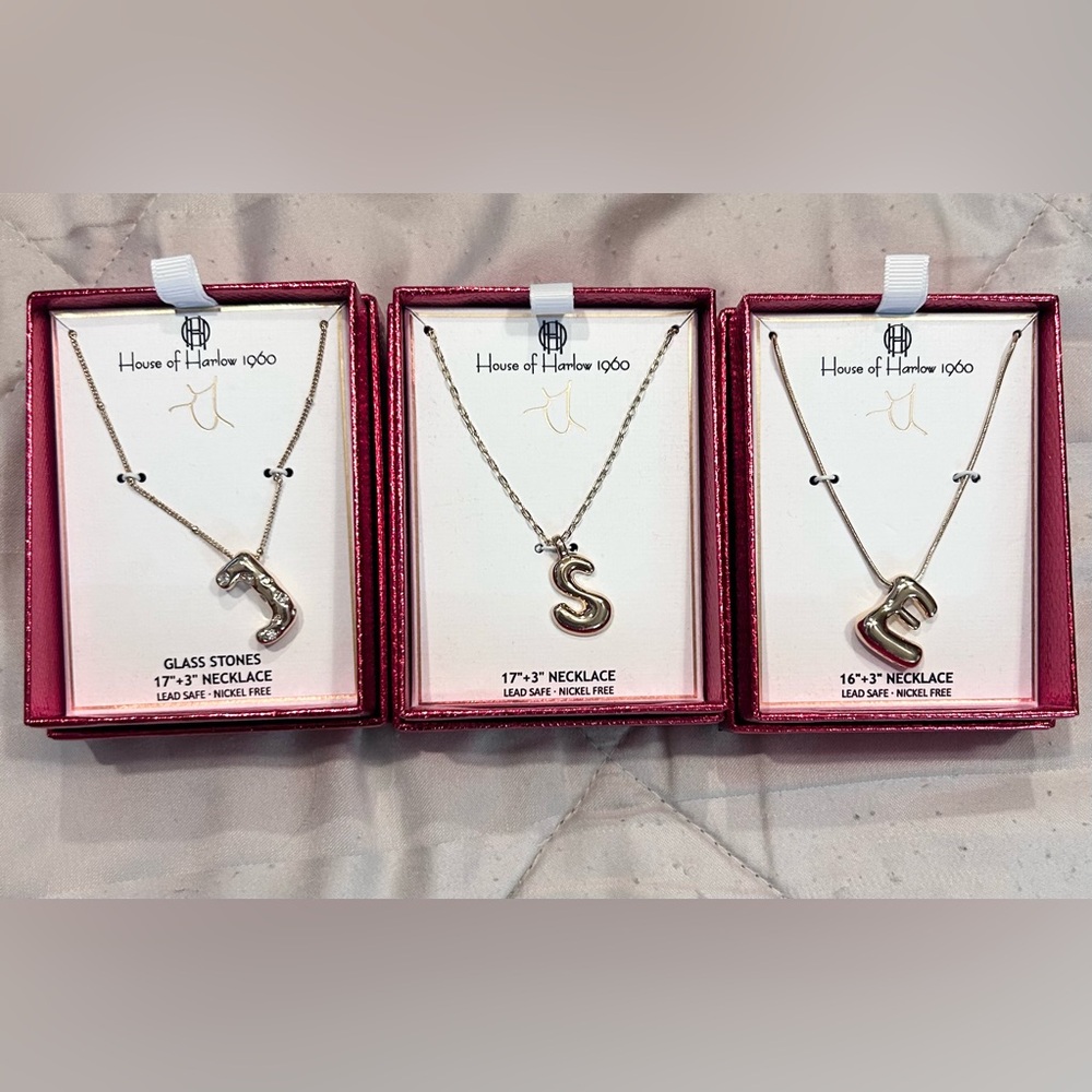 House of Harlow 1960 Gold Initial Bubble Letter Necklace
